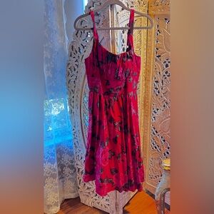 Vixen by Micheline Pitt Red roses ingenue swing dress